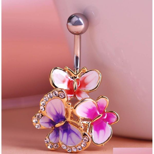 

epoxy enamel esmalte colares butterflys belly button rings body piercing jewelry bars piercings navel piercing gothic unhas pzj7s, Silver