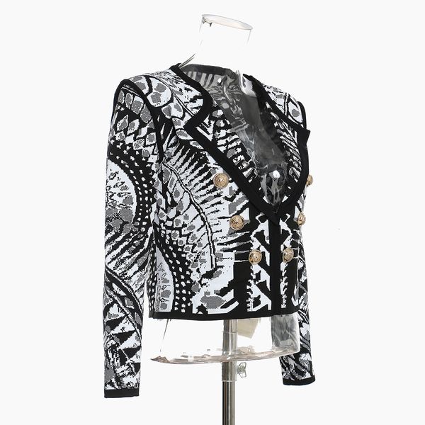 

high street 2021 autumn gothic female designer blazer double luxury short breasted geometry outerwear women's cotton coats 2qw2, White;black