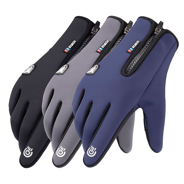 

ski zipper non-slip windproof touchscreen winter warm bicycle motorcycle gloves full finger hot, Blue;gray