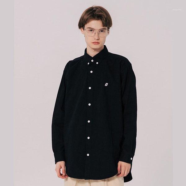 

male couple high street vintage fashion solid color dress shirts men women loose long sleeve casual shirt1, White;black