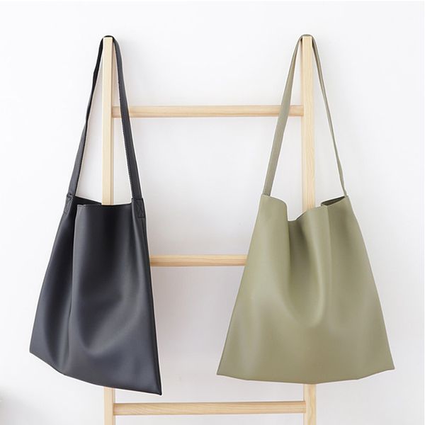 

new brand women shoulder bag soft pu leather handle bags ladies handbag women's bags large thin casual shopping bag