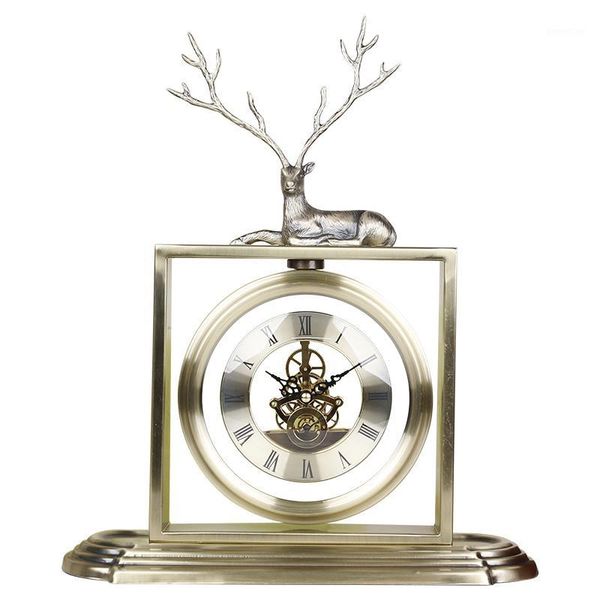 

nordic retro bedside clock for living room tableclock bedroom metal sitting mute fashion small house clocks1