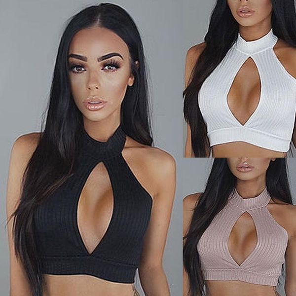 

new women ladies bustier vest crop tanks solid hollow out short vest tanks, White