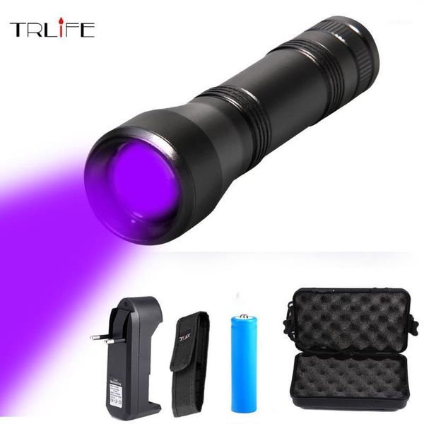 

flashlights torches led uv ultraviolet torch 5mode mini light zoomable function 395nm ultra violet blacklight use 18650 battery1