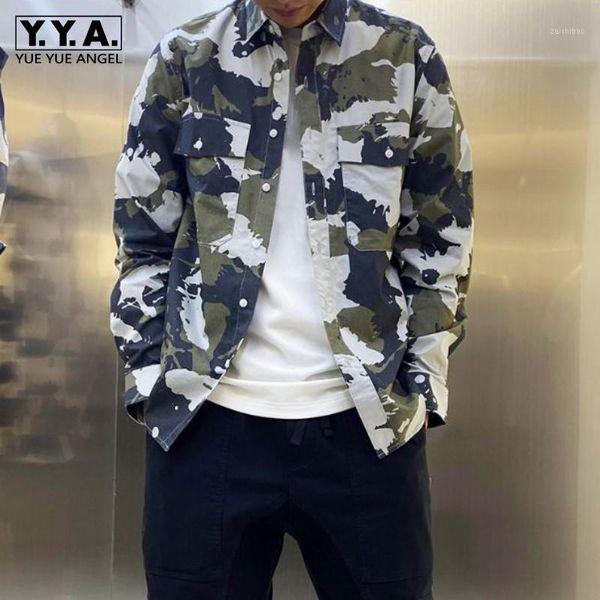 

camisa masculina fashion mens camouflage printed casual shirts plus size loose fit 4xl long sleeve man streetwear shirt1, White;black