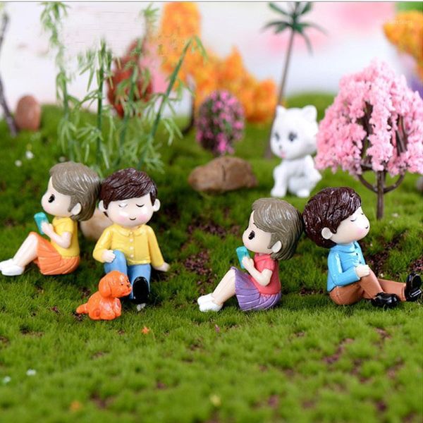 

2pcs kawaii mini figures lovers miniatures garden fairy home decor figurine ornaments dollhouse potted plants decoration gift1
