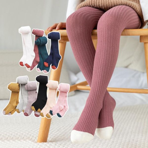 Kinder Streifen Stricken Enge Kinder Strumpfhosen 2020 Herbst Neu Baby Mädchen Baumwolle Gestrickte Prinzessin Strumpfhosen Outdoor Warme Leggings Strumpf