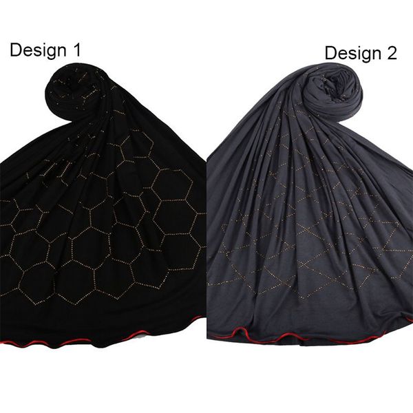 

clearance d01&d02 diamond jersey hijab scarf solid color one side redline shawls muslim women scarves 200930, Blue;gray