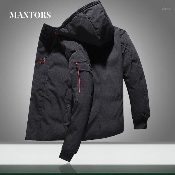

warm casual jacket men windbreaker 2020 new hooded parkas coats thicken men's fashion street outdoor down jackets, Black