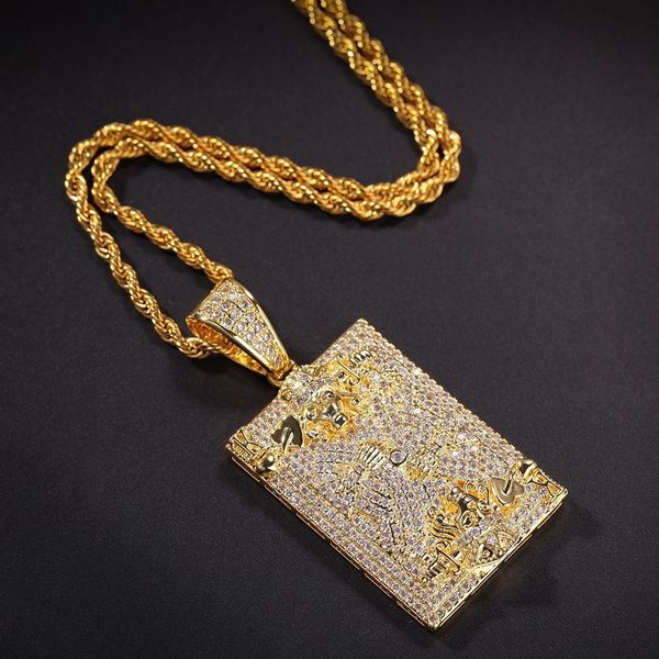 

bling bling hip hop poker k череп подвесной медный микропроставщик с cz stones ожерелье ювелирные изделия для мужчин, Silver