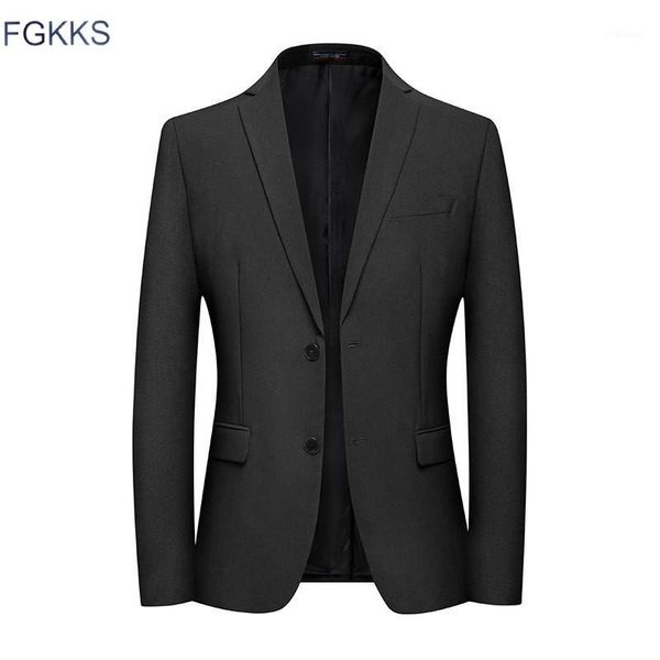 

fgkks fashion men suit business style casual slim fit male blazer autumn solid color men's retro long sleeve suit jaket1, White;black