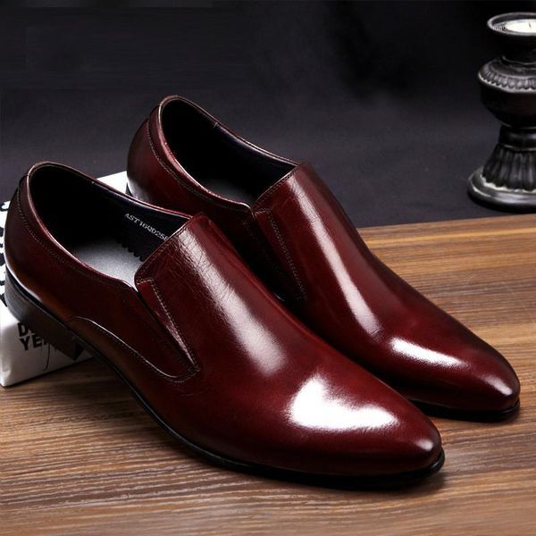 

dress shoes genuine leather quality concise men business pointy black breathable formal wedding basic shoe zapatos de hombre1
