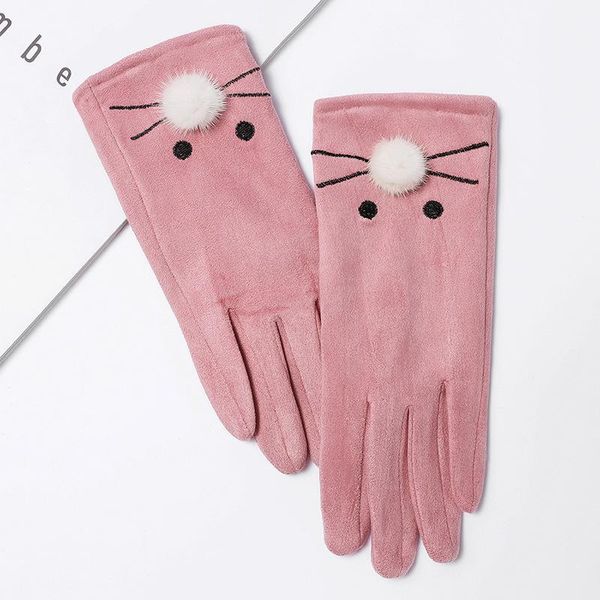 

cat glove women winterÂ faux suedeÂ riding keep warm female hand gloves, Blue;gray