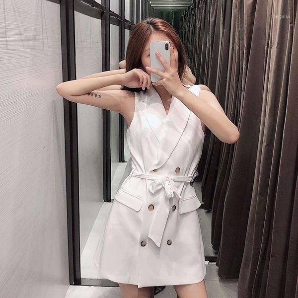 

vest elegant women white coat korean style ladies long waistcoat sleeveless bow belt outwear female gilet femme1, Black;white