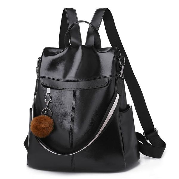 

new style korean-style women's backpack pu soft leather anti-theft backpack versatile casual combination bag
