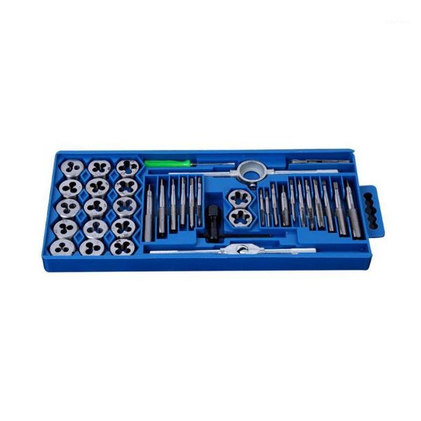 

40pcs tap die set m3-m12 screw thread metric taps wrench dies diy kit wrench screw threading hand tools alloy metal with bag1