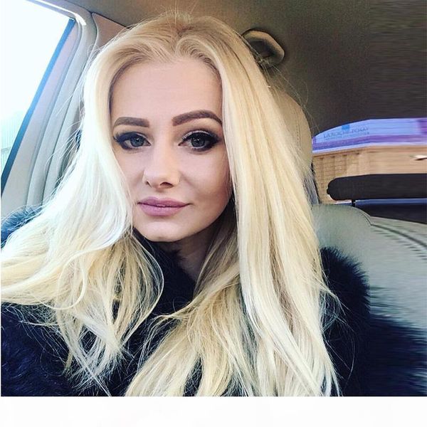 

full lace human hair wig blonde straight virgin peruvian hair glueless blonde 613 lace frontal wigs brazilian remy for black women, Black;brown