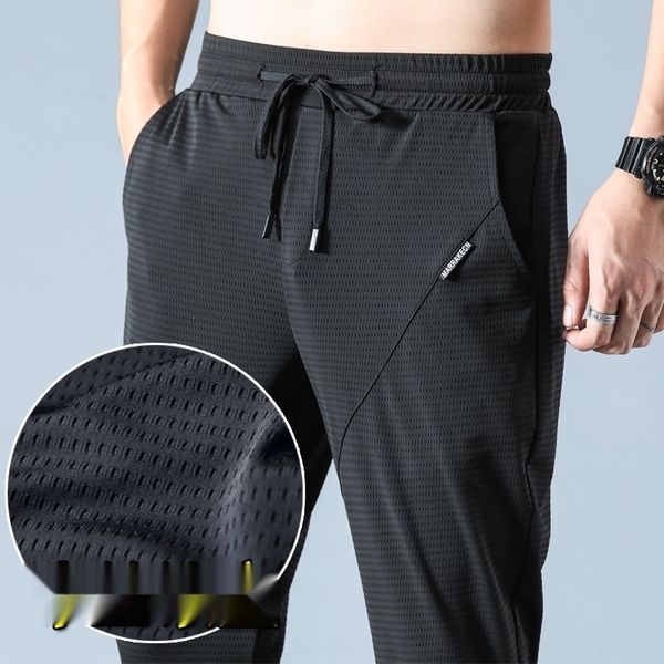 

summer thin ice silk pantsair conditioning casual pantscasual pants men's elastic air conditioning quick drying sports harem pants loos, Blue