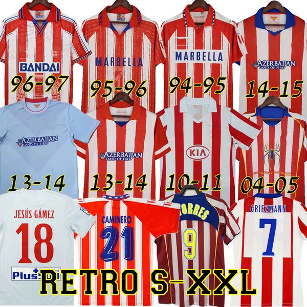 

retro soccer jersey 94 95 96 97 03 04 05 atletico classic vintage madrid centenary 13 15 men jersey football shirt griezmann f.torres simeon, Black;yellow