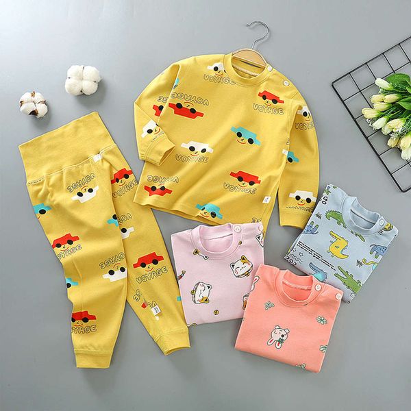 

and children's bonels winter underwear set cotton high waist belly autumn pants baby pajamas home cloth, Blue;red
