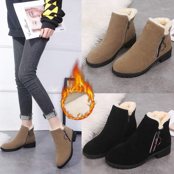 

snow boots women's winter plus velvet warm boots 2020 new wild korean version of thick cotton shoes women's1, Black