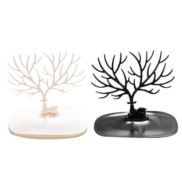 

2 pcs deer tree rack display stand holder organizer for earrings necklace ring beautiful home decoration(black & white, Pink;blue
