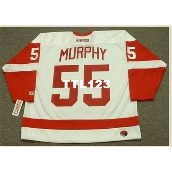 

men #55 larry murphy detroit red wings 1999 ccm hockey jersey or custom any name or number retro jersey, Black