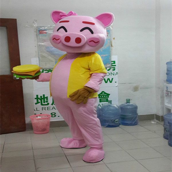 

mascot costumes new halloween happy pig mascot costume suits party game dress outfits clothing advertising carnival christmas, Red;yellow