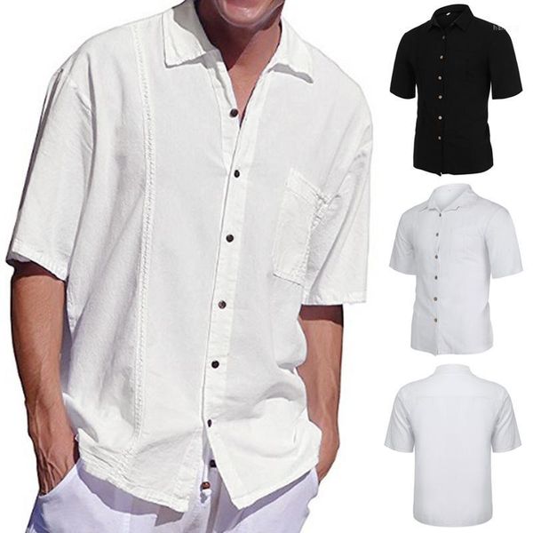 

men hawaiian shirts men's white shirt cotton solid short sleeve shirts sreetwear fashion casual shits for men camisa masculina1, White;black
