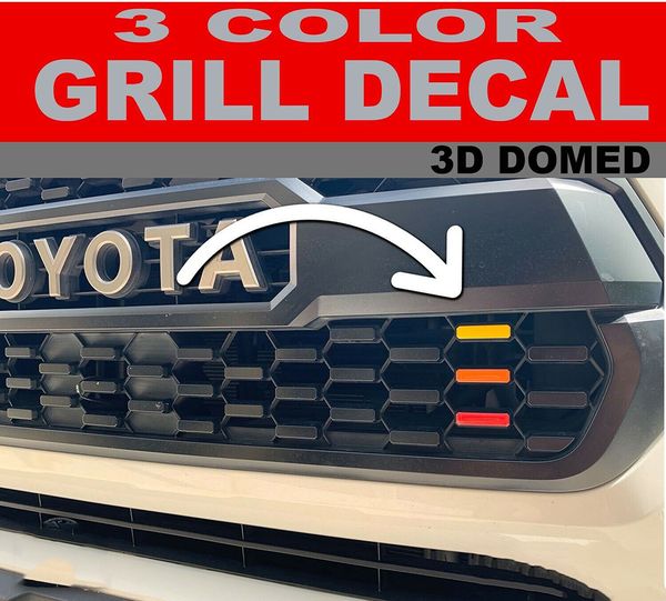 

for 2016-2020 toyota tacoma trd pro grill decals 3 color red orange yellow 3d domed