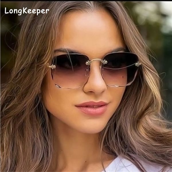

black friday brand designer sunglasses women summer rimless square shades sun glasses eyewear sunshines luxury sunglasses woman, White;black