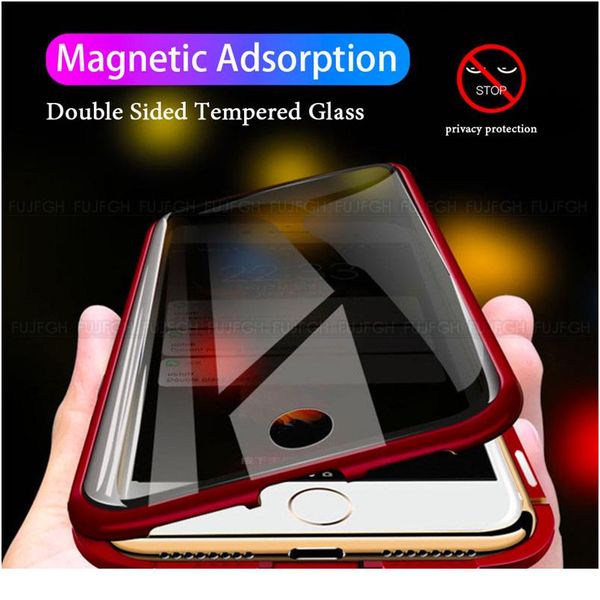 

anti peep magnetic phone case for iphone 6 7 8 plus x xs xr 11 12 pro max se2 double gla wmtabz