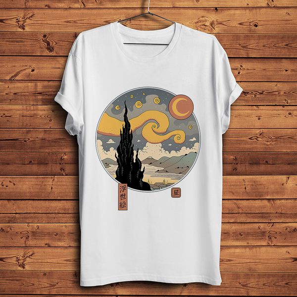 

vintage japan ukiyoe style starry night funny homme new white short sleeve casual tshirt streetwear tee hooded sweatshirt hoodie men t shirt