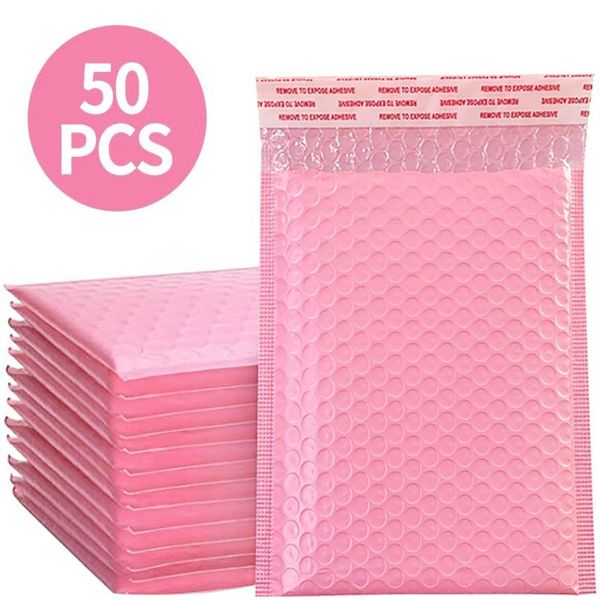 

4 размеры 50 шт. розовый поли пузырьковый почтовый пузырька