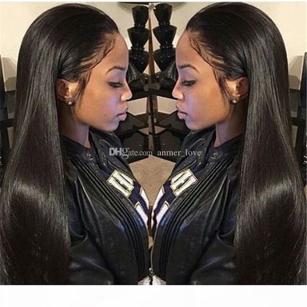 

brazilian straight short human hair wigs for black women 150 density brazilian lace front human hair bob wigs with baby hair, Black;brown