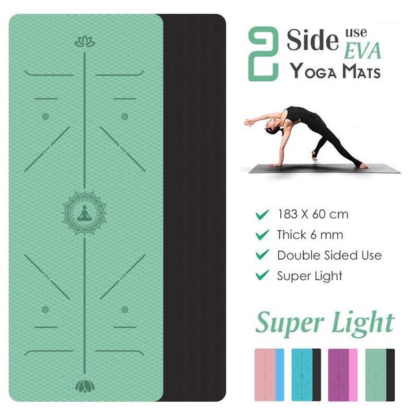 

yoga mats eva mat with position line fitness gymnastics double layer non-slip beginner sport carpet pads women 6mm yoga1