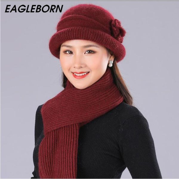 

hats, scarves & gloves sets woman winter hat and scarf set knitted woolen warm mom grandma bucket women beanie, Blue;gray