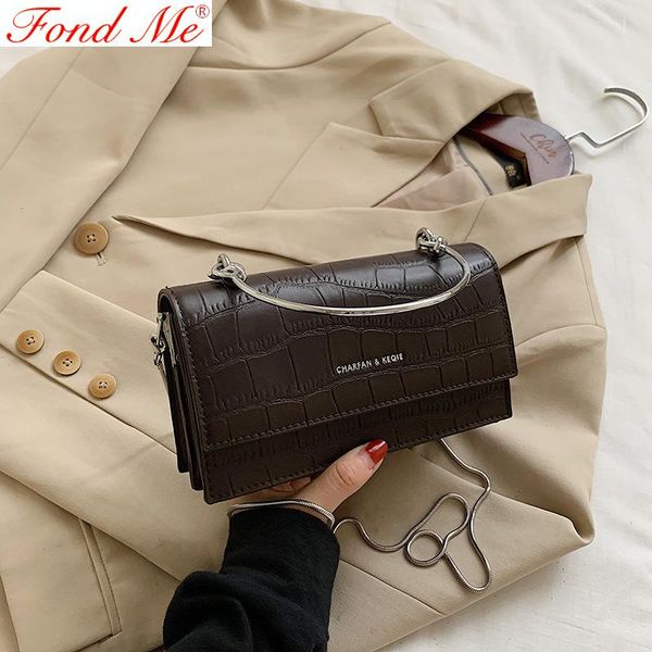 

new messenger bag stone pattern chain shoulder square sling bag