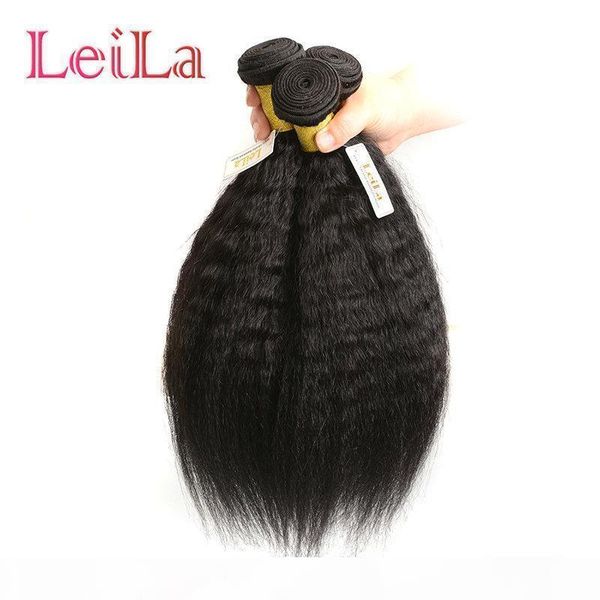 

indian human hair weaves closure 360 lace frontal with 2 bundles kinky straight virgin hair wefts with closure 3 pieces lot from leila, Black;brown