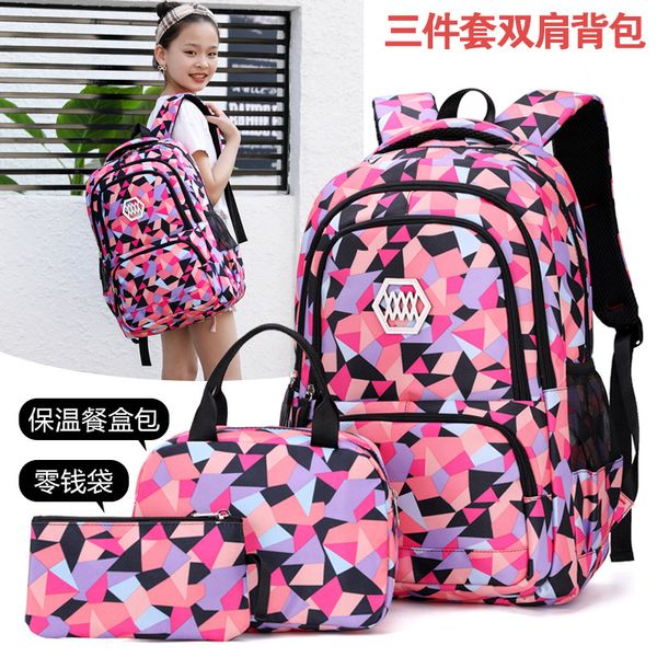 

three-piece book bag men and women primary school students primary high school students backpack light reduction shoulder b