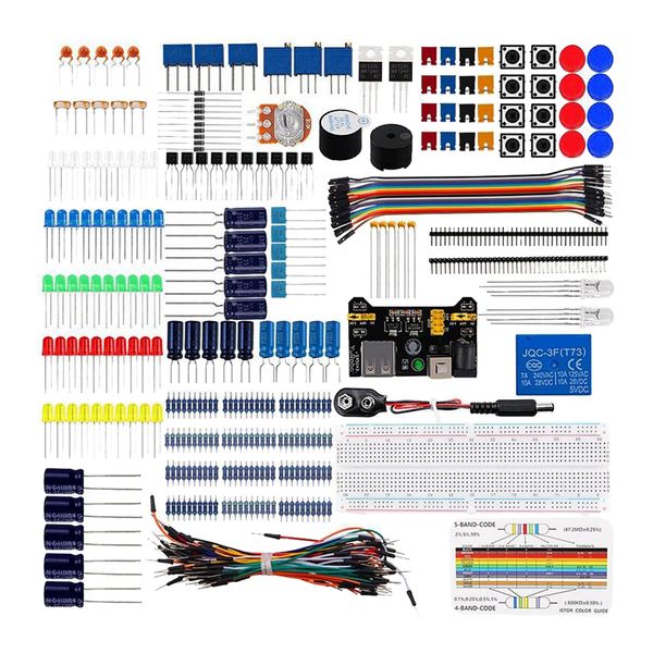 

diy electronics basic starter kit breadboard,jumper wires,resistors,buzzer for