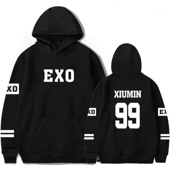 

korean kpop exo hoodies men women harajuku fleece long sleeve pullover hooded sweatshirts hip hop tracksuit brand-clothing 4xl1, Black
