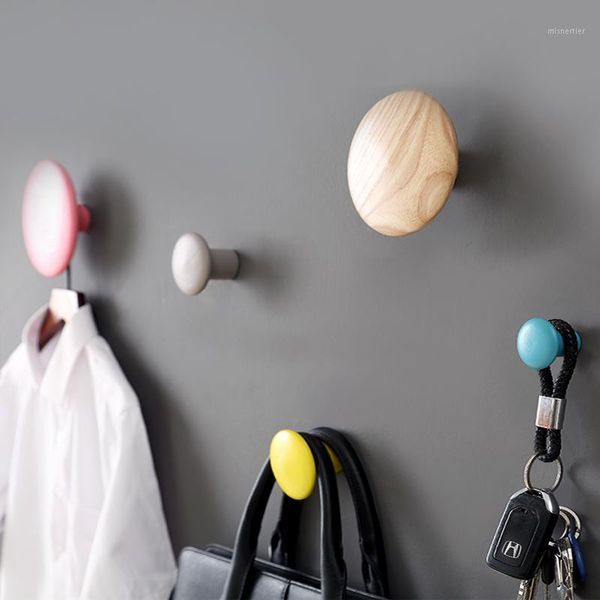 

hooks & rails creative hook circular porch decoration wall hanging cap solid wood dots into the house color hanging1