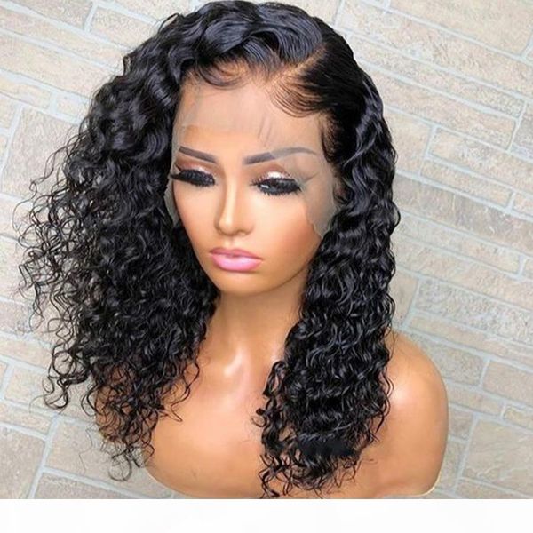 

bythair brazilian human hair full lace wigs virgin hair deep curly glueless full lace wigs 150% density lace front wigs with baby hair, Black;brown