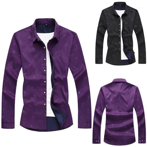 

men's autumn plus velvet leisure printing long-sleeved shirt blouse 2019 support wholesale dropshipping 20191, White;black