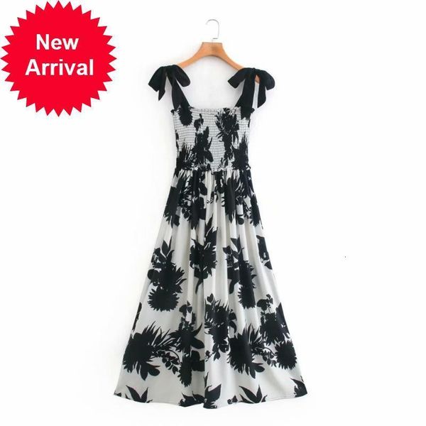 

high 2021 fashion female summer vacation luxury ribbon print long sleeveless dress elegant black thin party clothes 20tide p0mh, Black;gray