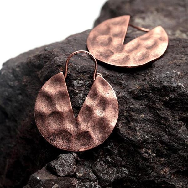 

dangle & chandelier vintage zinc alloy round retro copper earrings for women chic geometric open circle big drop earring ethnic jewelry, Silver