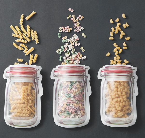 

500pcs reusable food storage zipper bags mason jar shape snacks airtight seal food saver leak-proof bags kitchen jllguq lajiaoyard