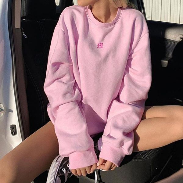 

women's hoodies & sweatshirts letter embroidery hip hop women 2021 autumn fashion pullovers plus size oversize clothes streetwear, Black