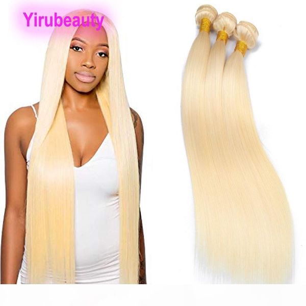 

brazilian human hair 3 bundles 32-42inch blonde color straight body wave three pieces dyed 613# 40inchyirubeauty 100% human virgin hair remy, Black